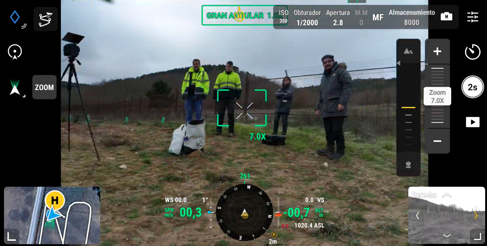 Instalación de la cámara con aterrizaje de dron