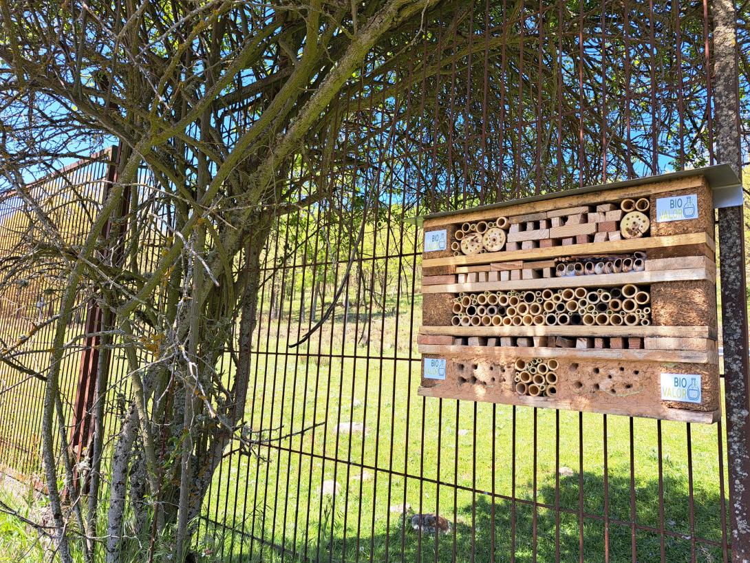 Hotel de insectos en la parcela de ensayo del CEDER